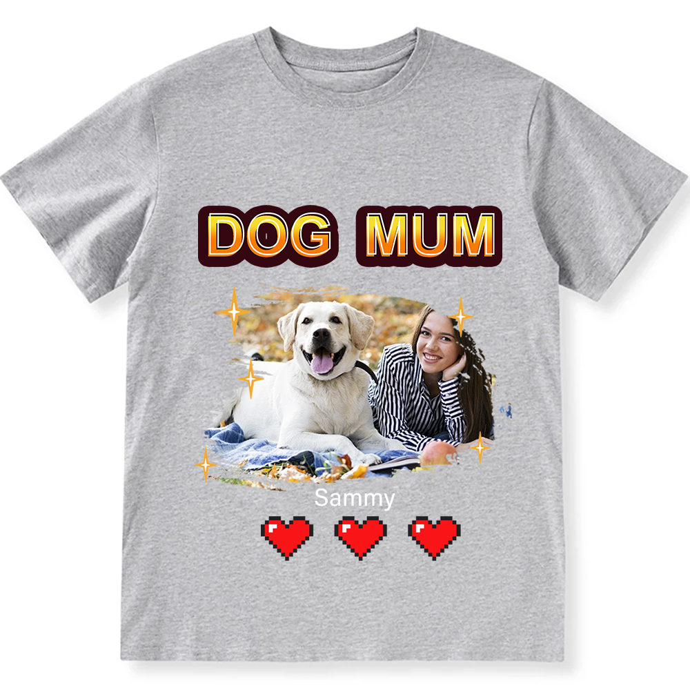 Dog Mom Pixel Photo - Personalized Custom Unisex Fit T-Shirt wearishow