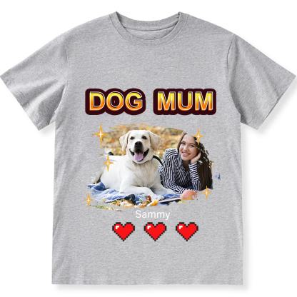 Dog Mom Pixel Photo - Personalized Custom Unisex Fit T-Shirt wearishow