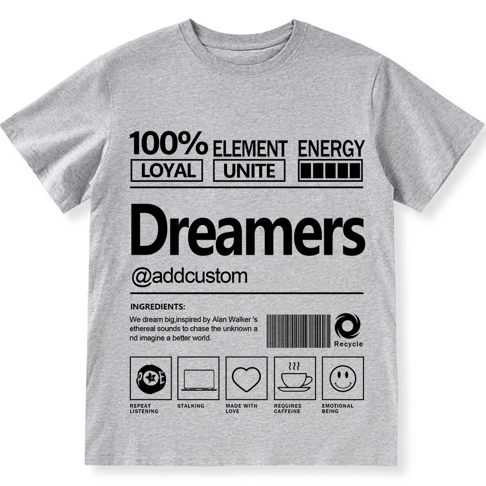 Addcustom Dreamers Personalized Custom Unisex Fit Cotton T-Shirt wearishow