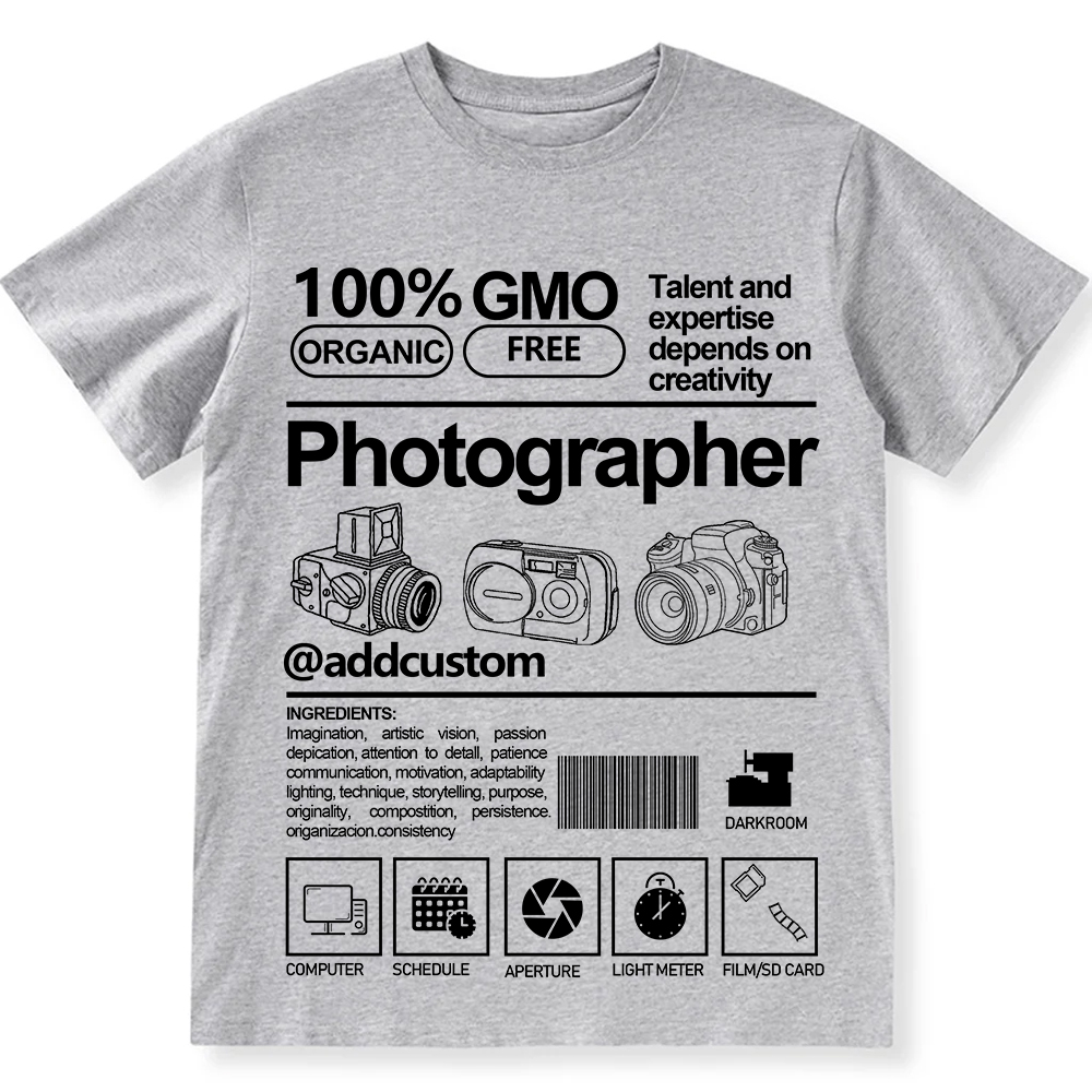 Addcustom  Photographer Personalized Custom Unisex Fit Cotton T-Shirt wearishow