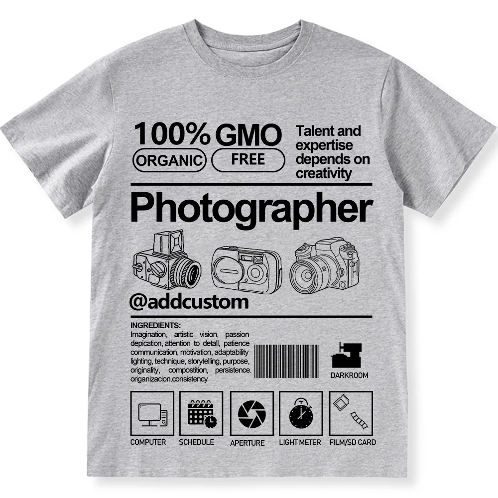 Addcustom  Photographer Personalized Custom Unisex Fit Cotton T-Shirt wearishow