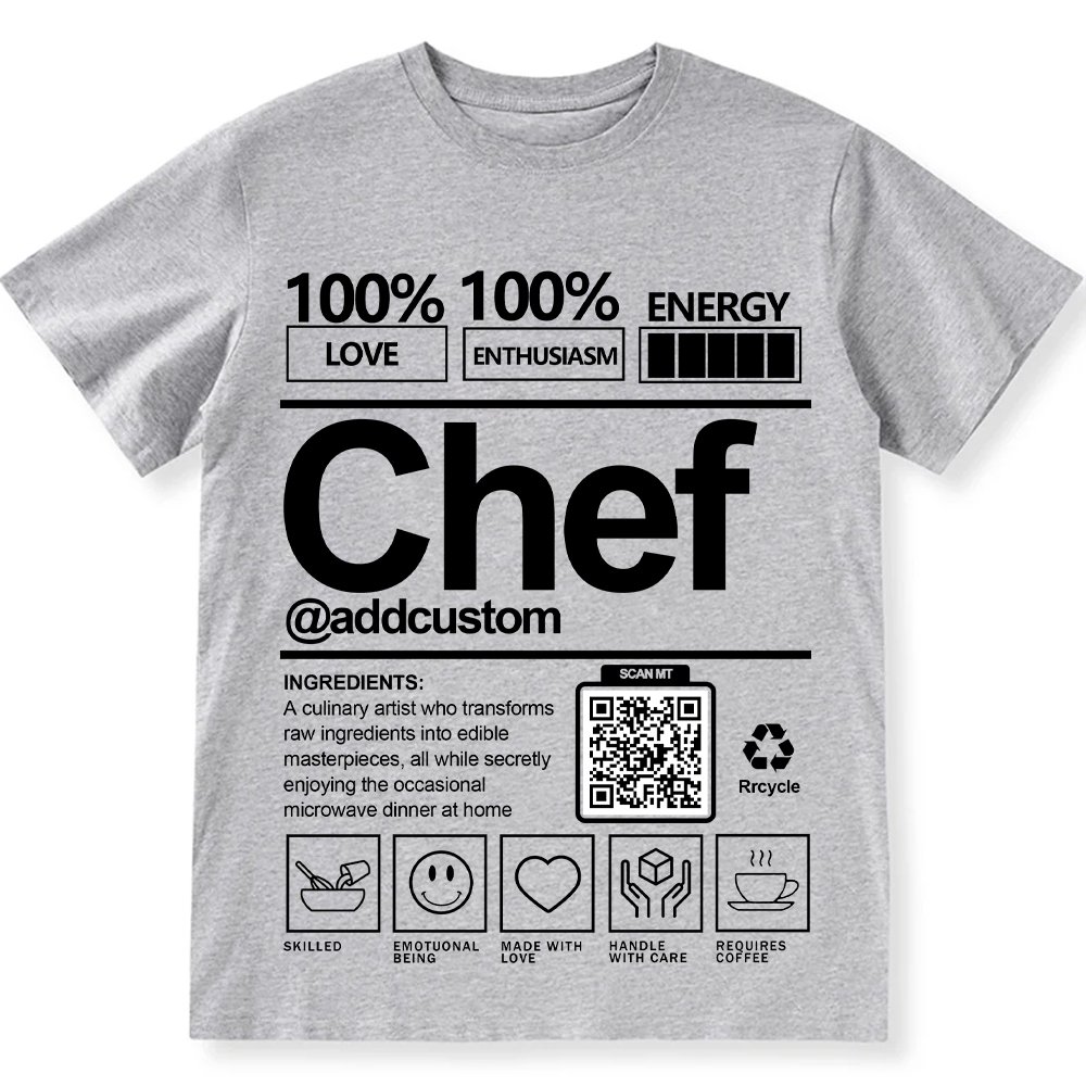 Addcustom Chef QR Code Personalized Custom Unisex Fit Cotton T-Shirt wearishow