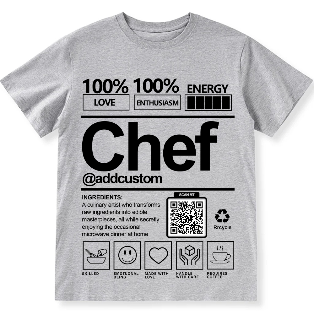 Addcustom Chef QR Code Personalized Custom Unisex Fit Cotton T-Shirt wearishow