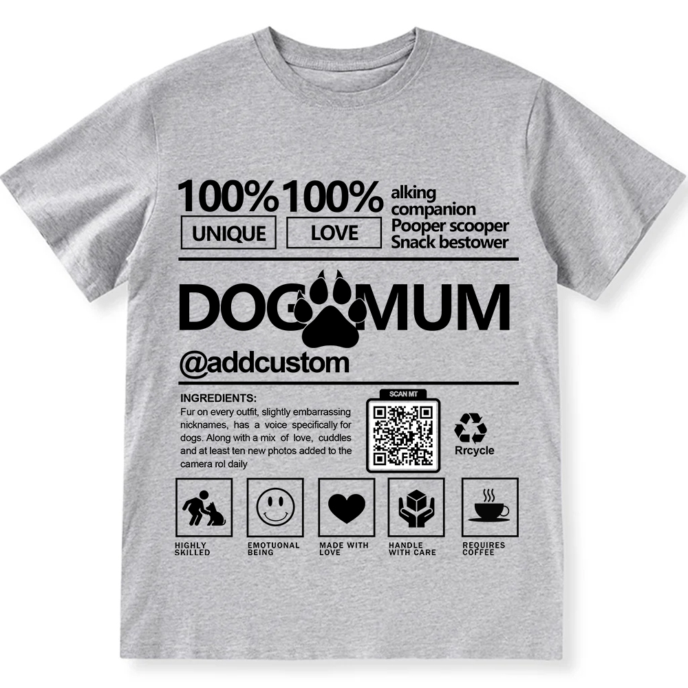 Dog Mum  Addcustom QR Code Name Unisex Fit Cotton T-Shirt wearishow