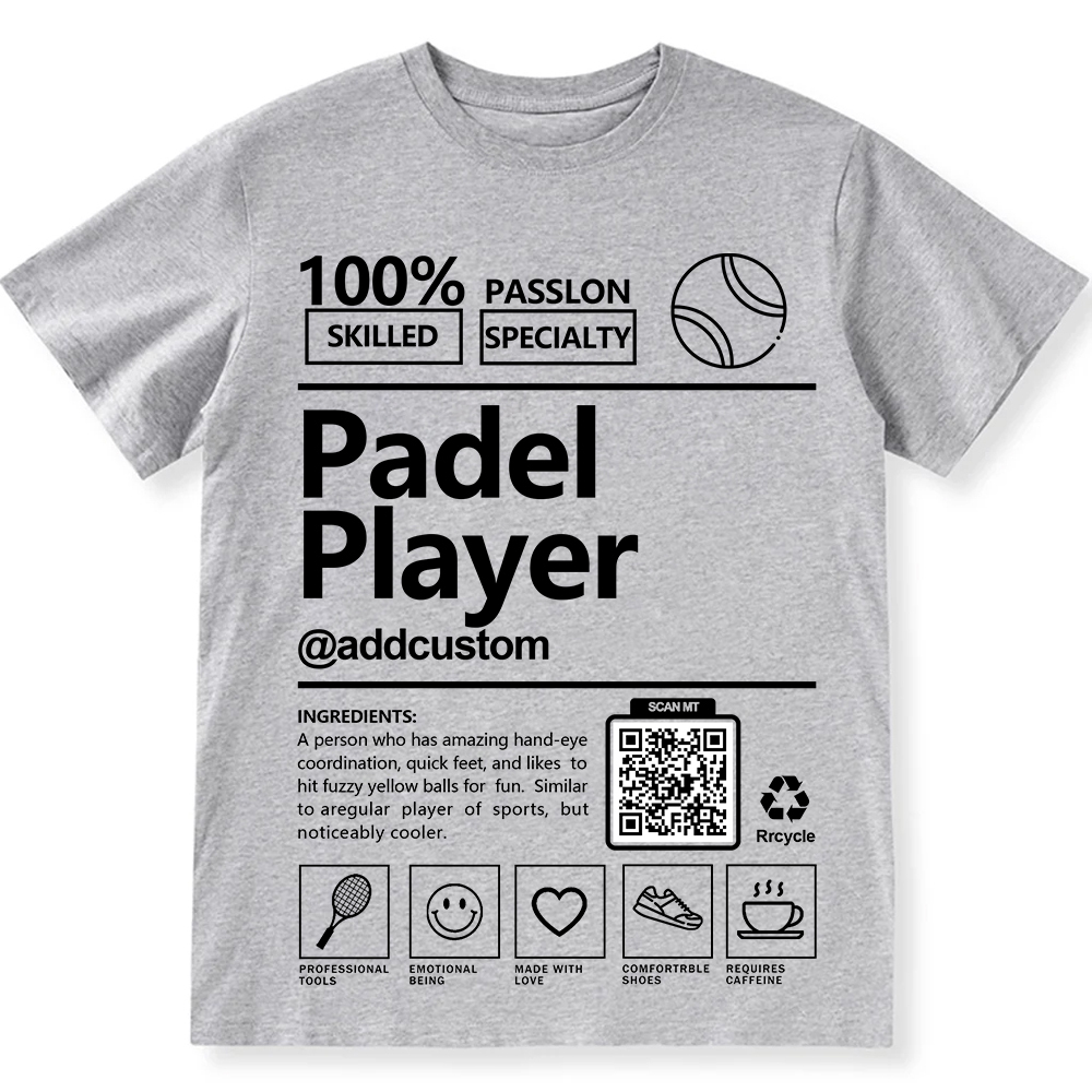 Padel Player Addcustom QR Code Unisex Fit Cotton T-Shirt wearishow