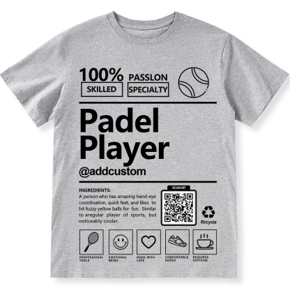 Padel Player Addcustom QR Code Unisex Fit Cotton T-Shirt wearishow