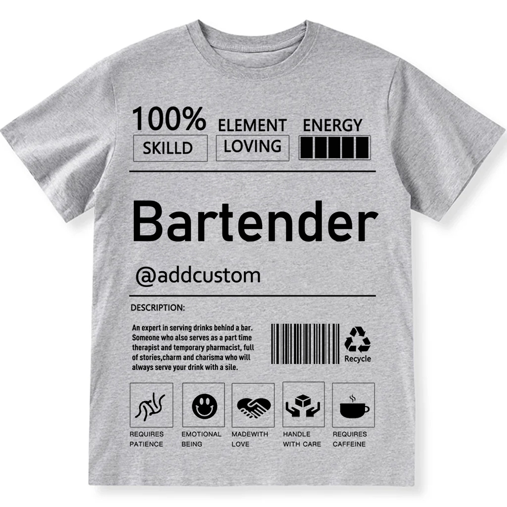 Bartender  Custom Unisex Fit Cotton T-Shirt wearishow