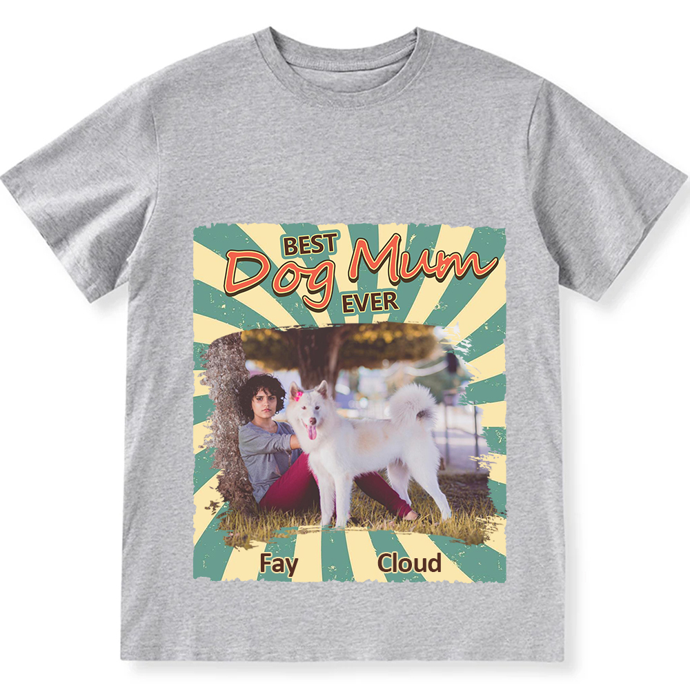 Retro Funny Dog Shirt Photo- Personalized Custom Unisex Fit Cotton T-Shirt wearishow