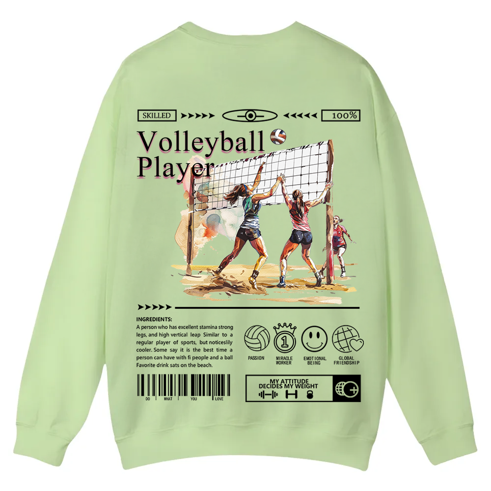Volleyball Player Casual Crewneck Sweatshirt wearishow