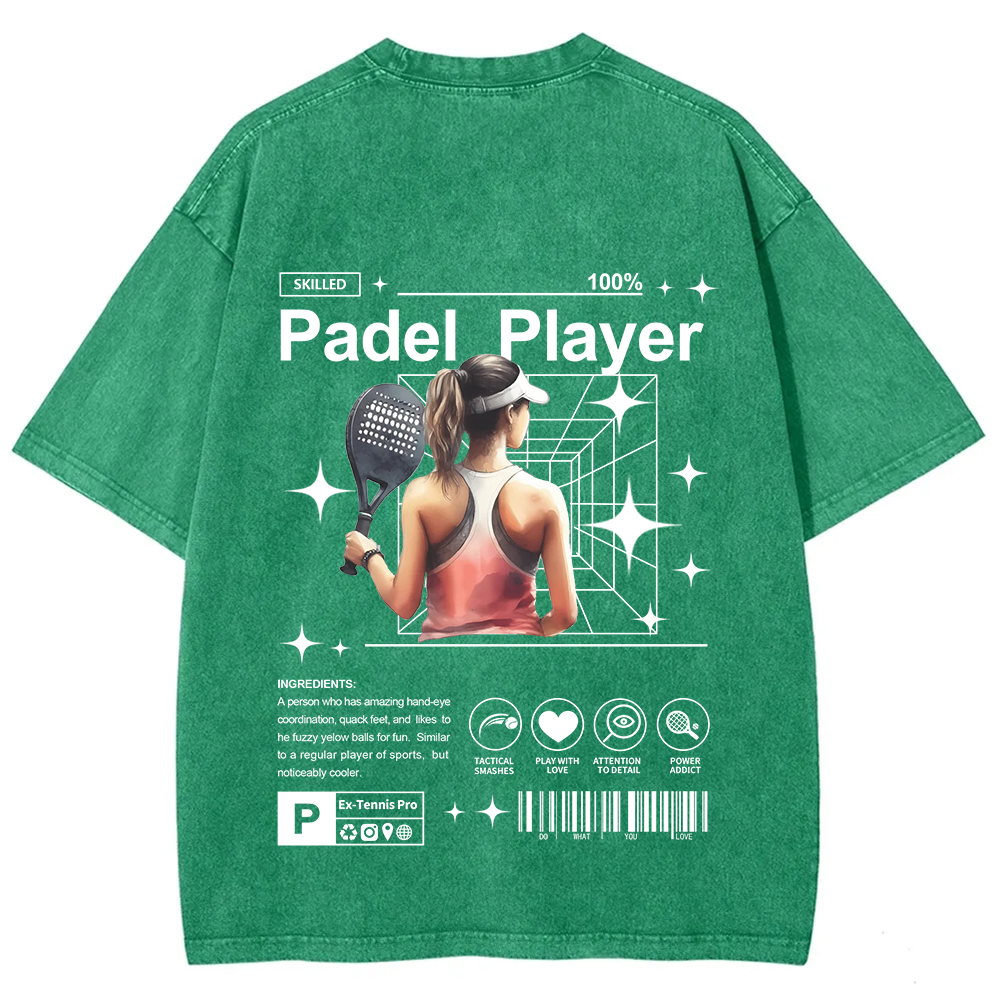 Padel Player Unisex Fit Washed T-Shirt