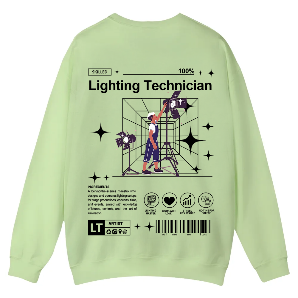 Lighting Technician Casual Crewneck Sweatshirt wearishow