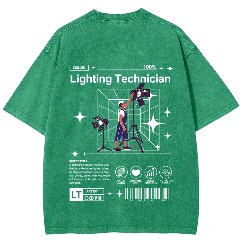 Lighting Technician Unisex Fit Washed T-Shirt