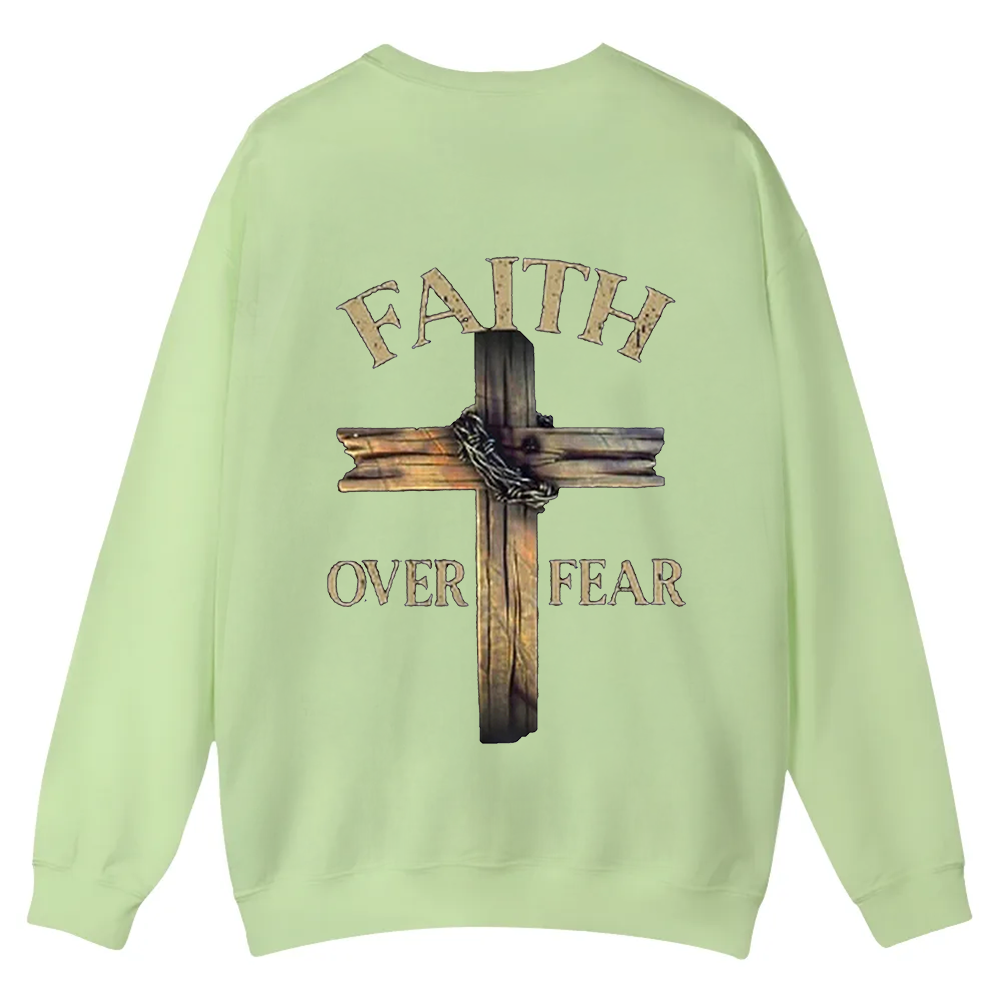 Faith Over Fear Cross Casual Crewneck Sweatshirt wearishow