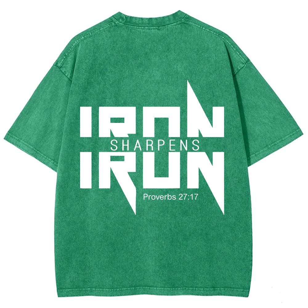 Iron Sharpens Iron Christian Unisex Fit Washed T-Shirt