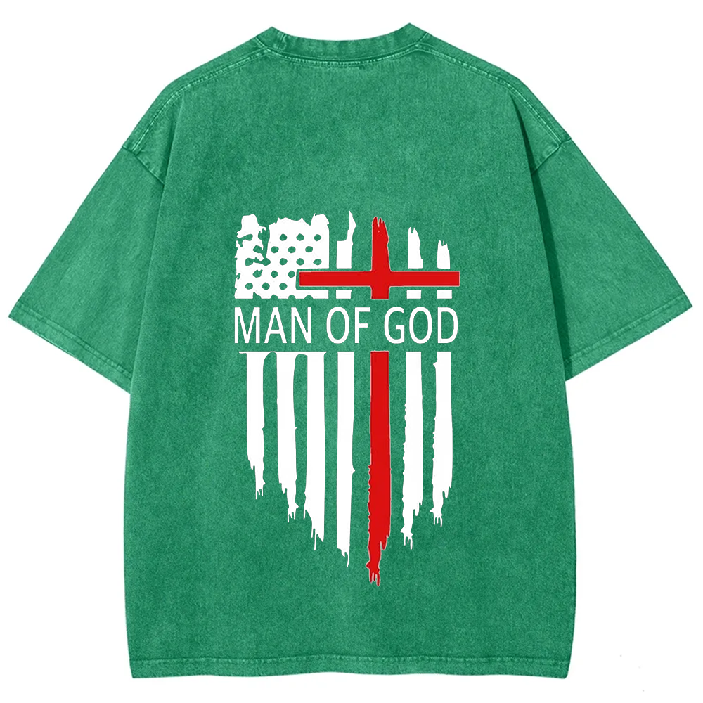 Man Of God Chrsitian Unisex Fit Washed T-Shirt