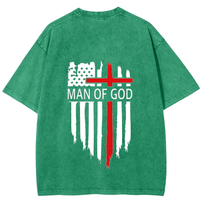 Man Of God Chrsitian Unisex Fit Washed T-Shirt