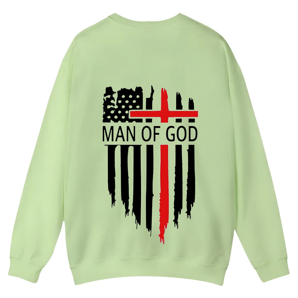 Man Of God Chrsitian Casual Crewneck Sweatshirt wearishow