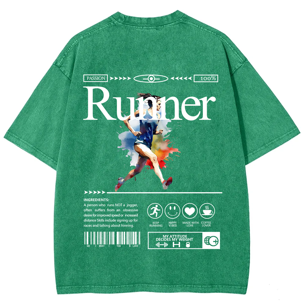 Runner Unisex Fit Washed T-Shirt