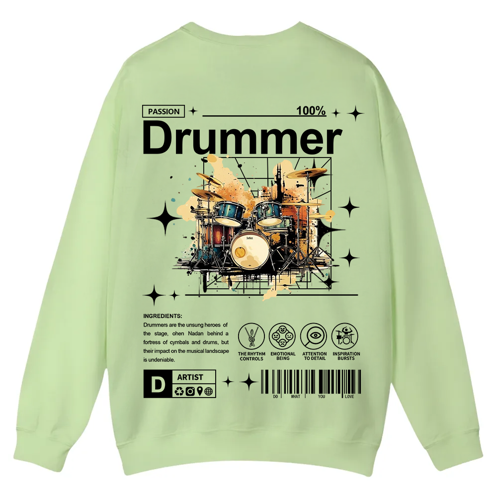Drummer Casual Crewneck Sweatshirt wearishow