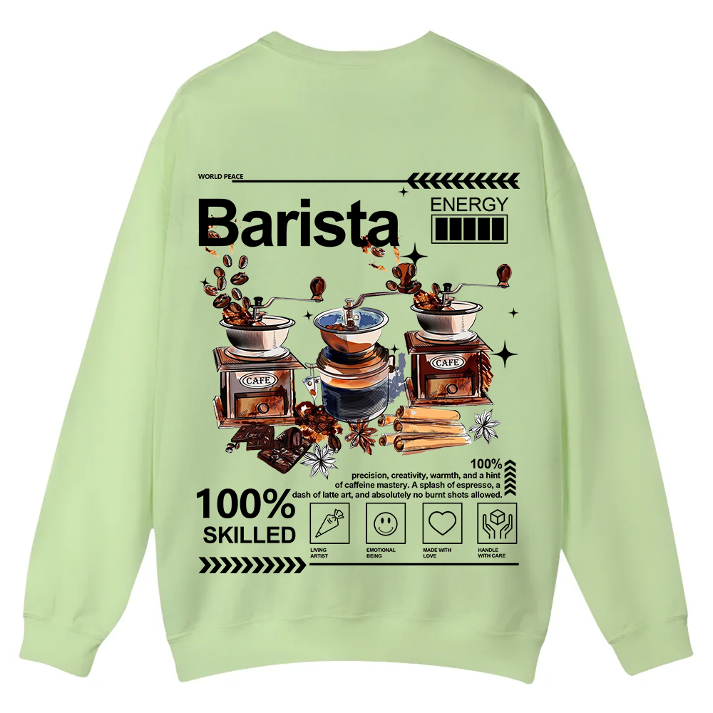 Barista Casual Crewneck Sweatshirt wearishow