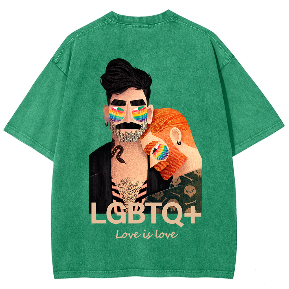 Lgbtq+ Love Is Love Unisex Fit Washed T-Shirt