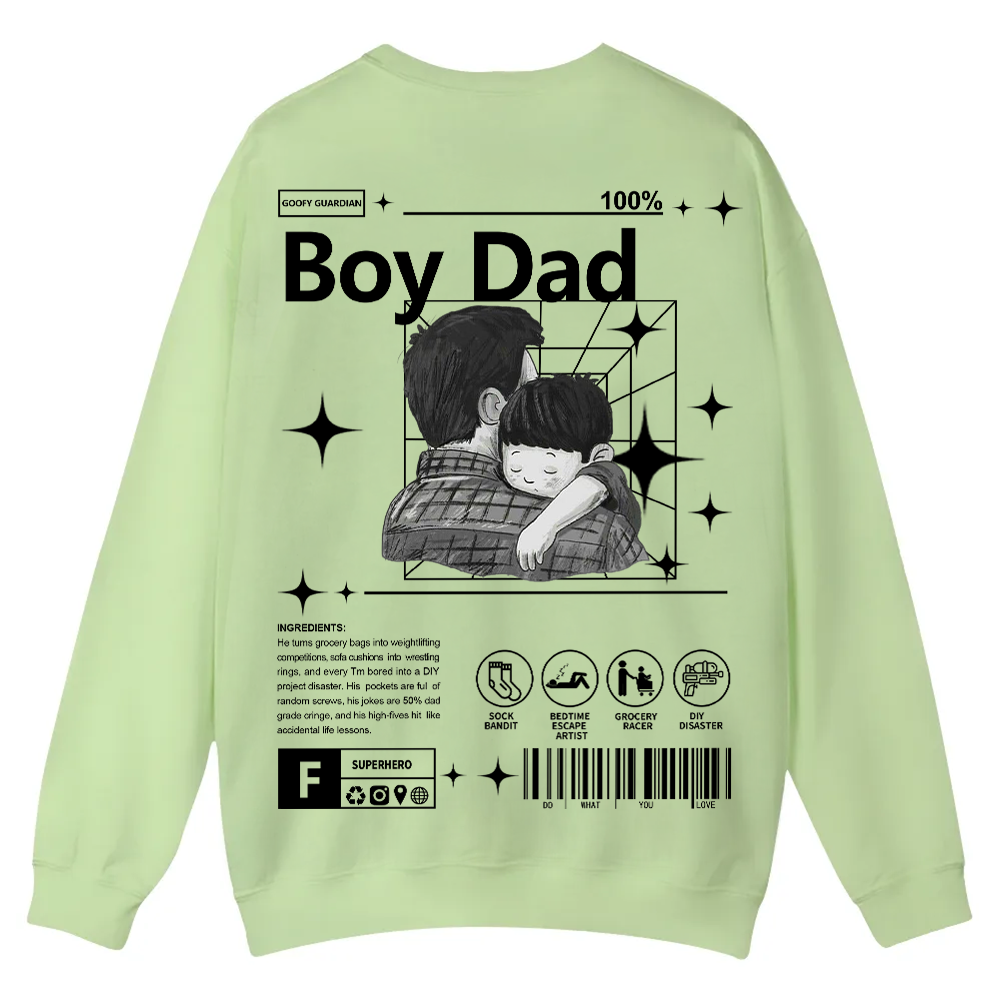Boy Dad Casual Crewneck Sweatshirt wearishow