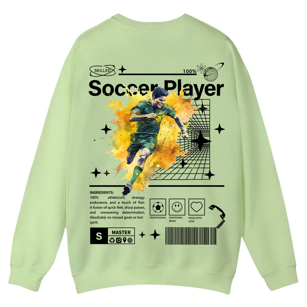 Soccer Player Casual Crewneck Sweatshirt wearishow