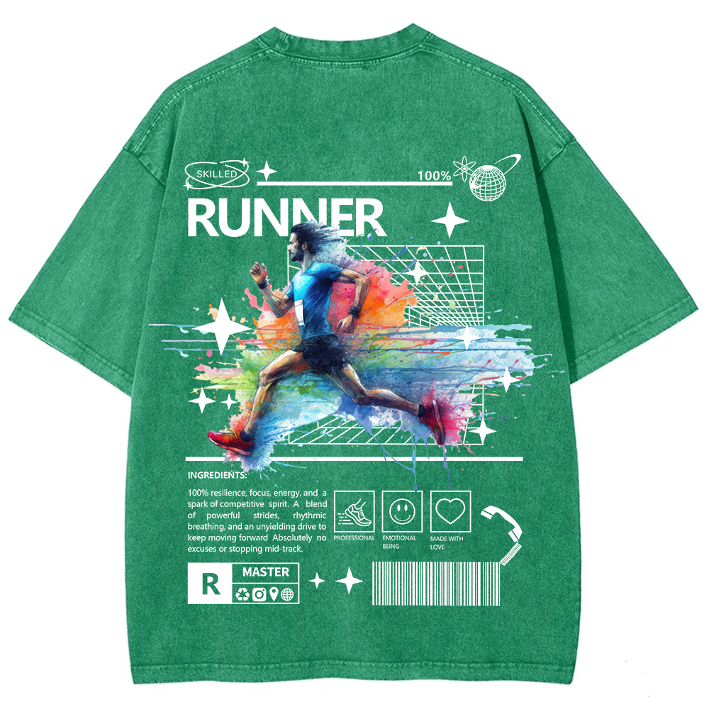 Runner Unisex Fit Washed T-Shirt