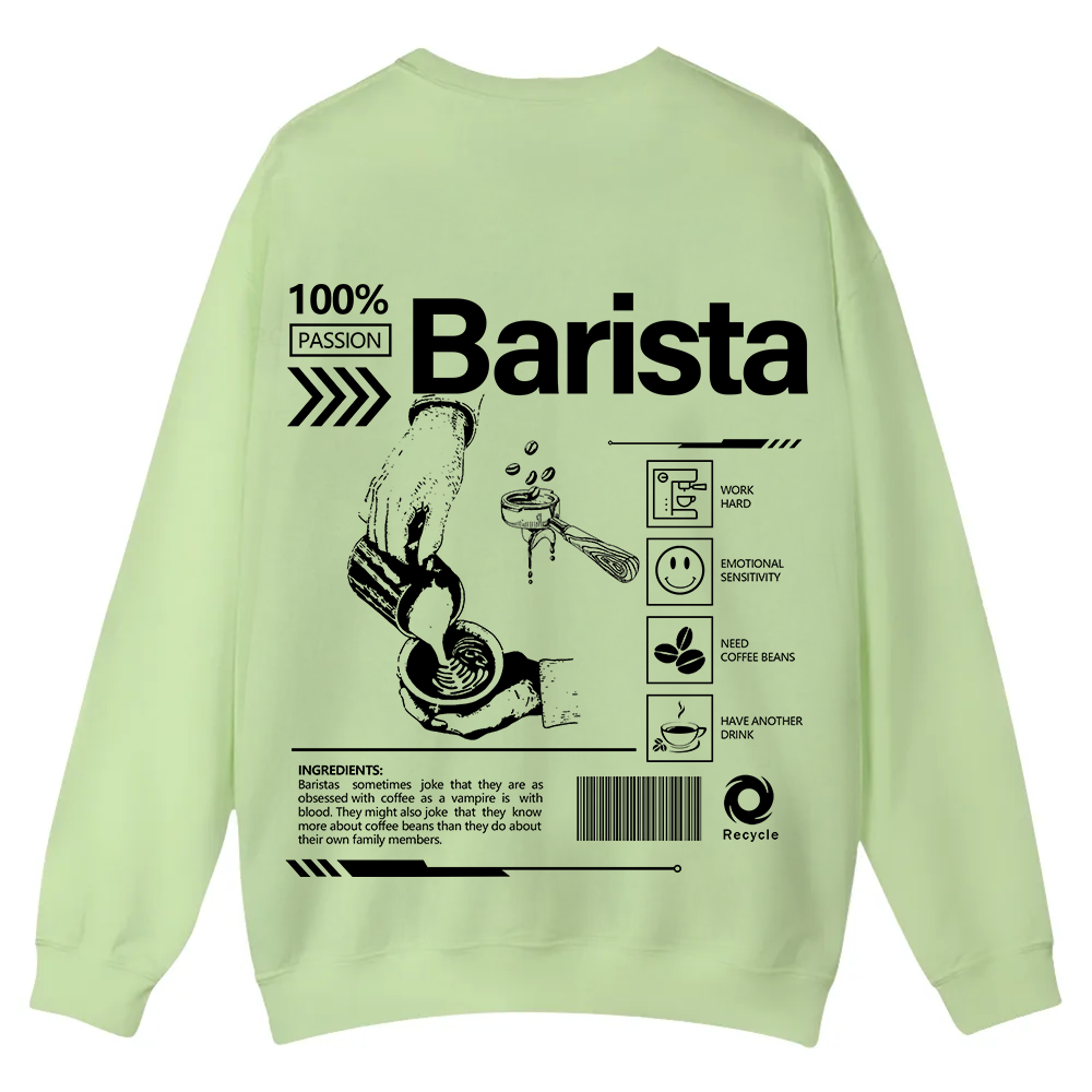 Barista Casual Crewneck Sweatshirt wearishow