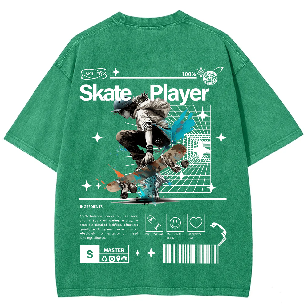 Skate Player  Unisex Fit Washed T-Shirt