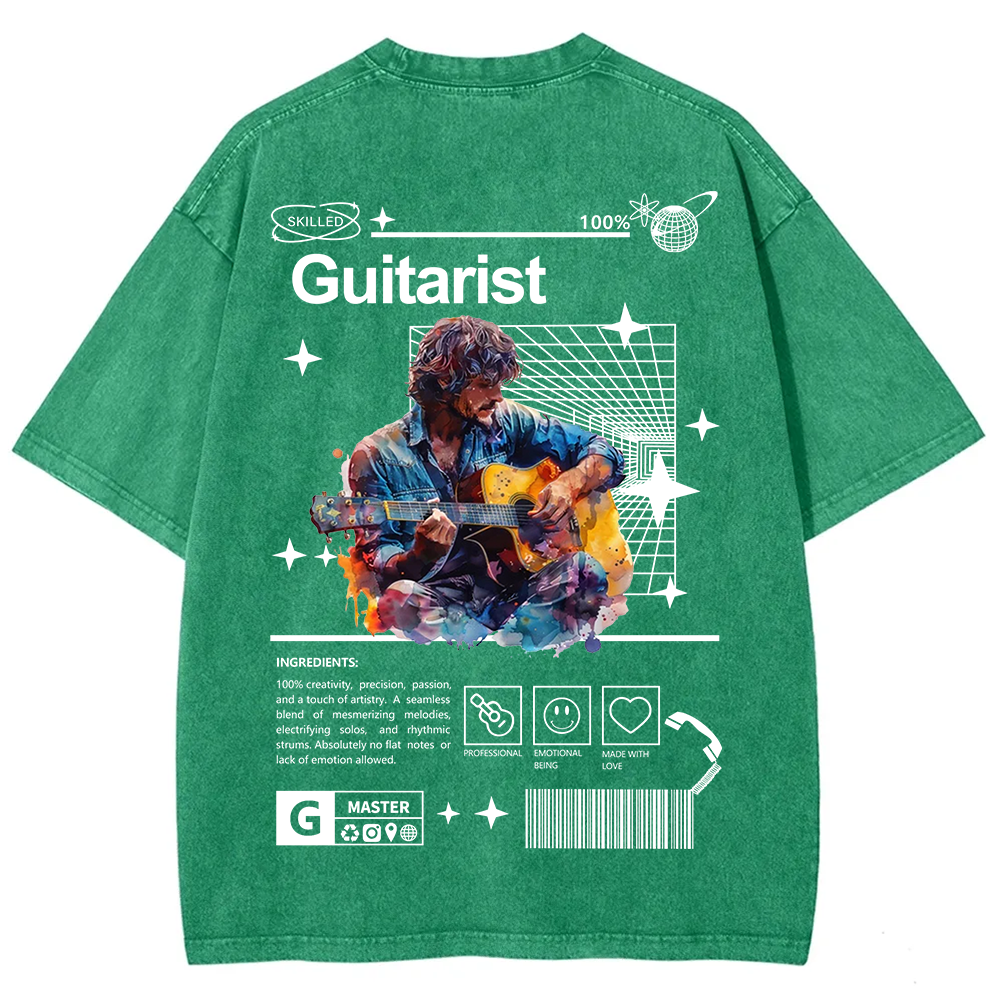 Guitarist Unisex Fit Washed T-Shirt