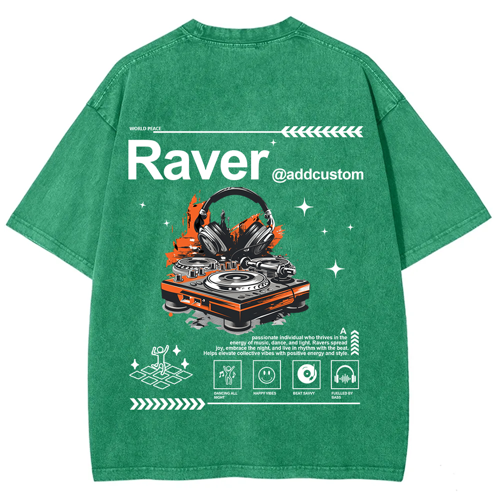 Addcustom Raver Unisex Fit Washed T-Shirt
