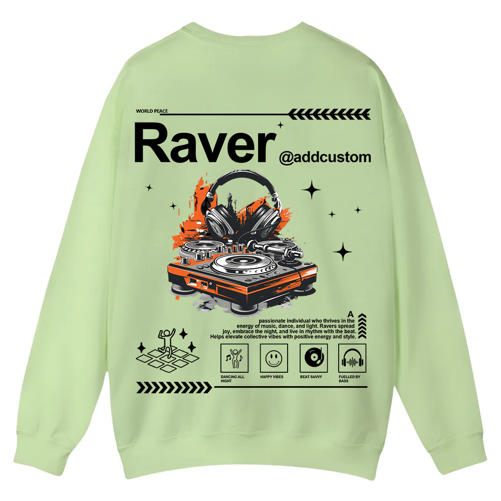 Addcustom Raver Casual Crewneck Sweatshirt wearishow