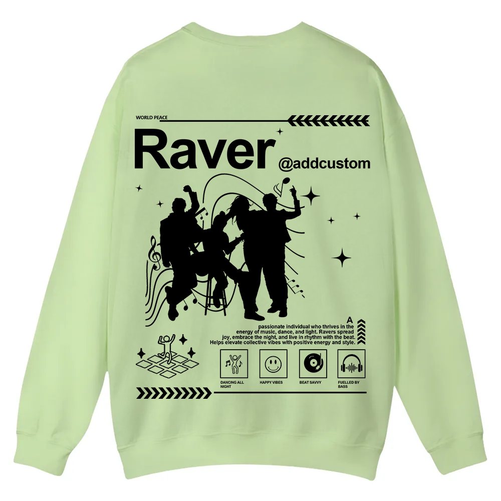 Addcustom Raver Casual Crewneck Sweatshirt wearishow
