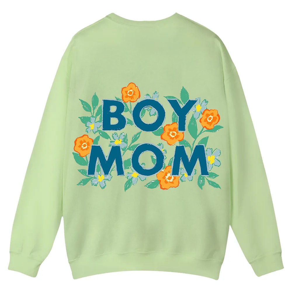 Boy Mom Casual Crewneck Sweatshirt wearishow