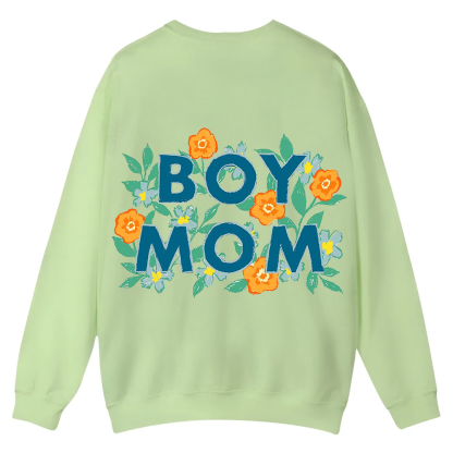 Boy Mom Casual Crewneck Sweatshirt wearishow