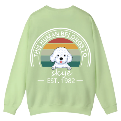 This Human Belongs To - Personalized Custom Unisex Casual Crewneck Sweatshirt