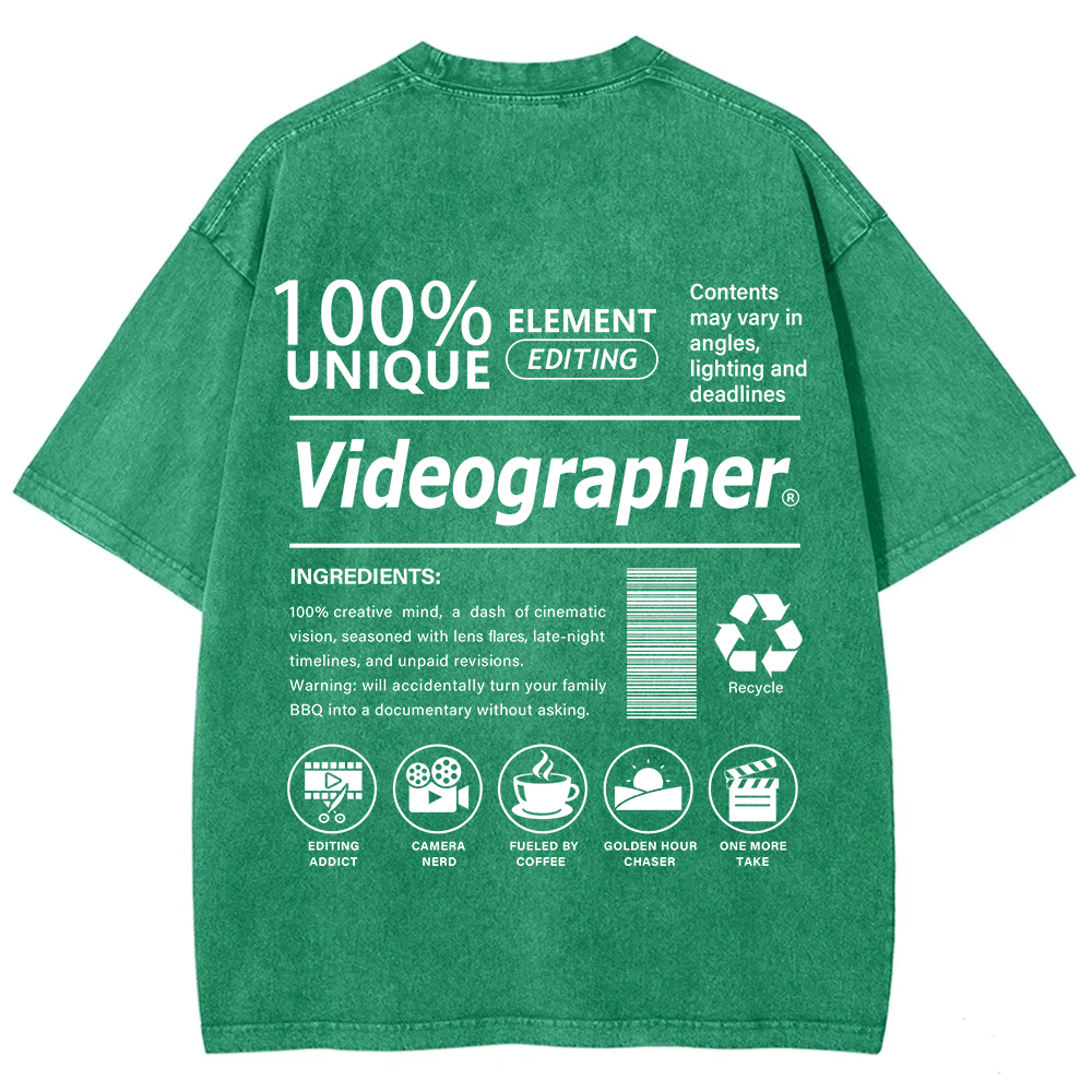 Videographer Unisex Fit Washed T-Shirt