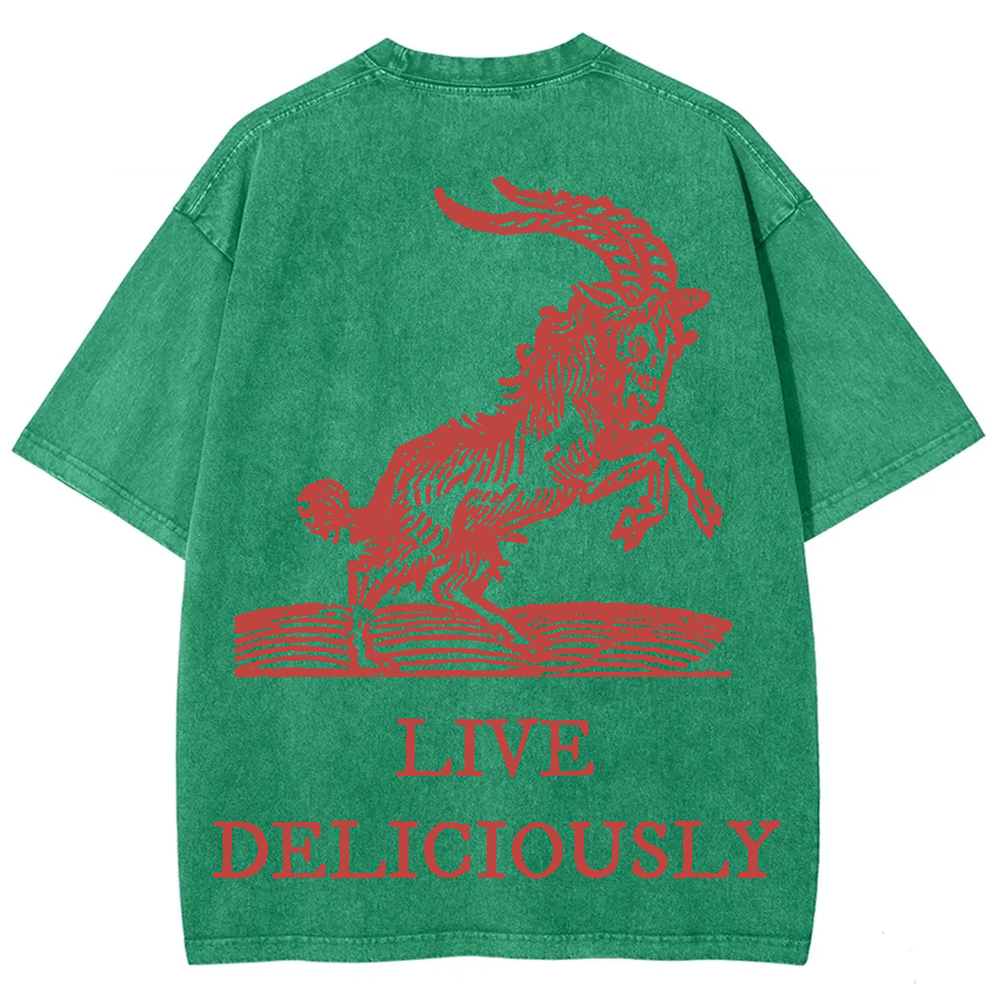 Unisex Vintage Washed The Witch Live Deliciously  T-Shirt