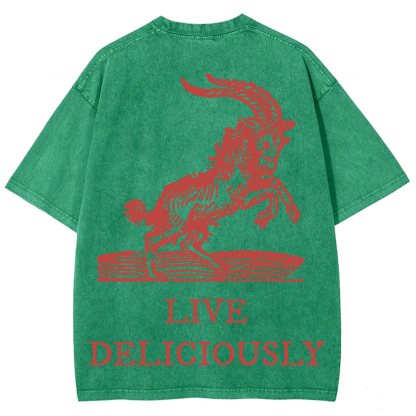 Unisex Vintage Washed The Witch Live Deliciously  T-Shirt