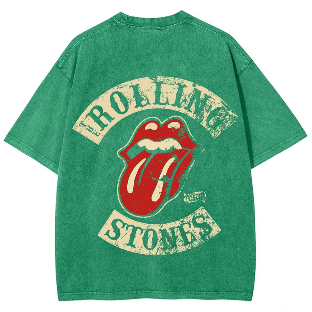 Unisex Vintage Washed Rolling Stones Rock Band T-Shirt