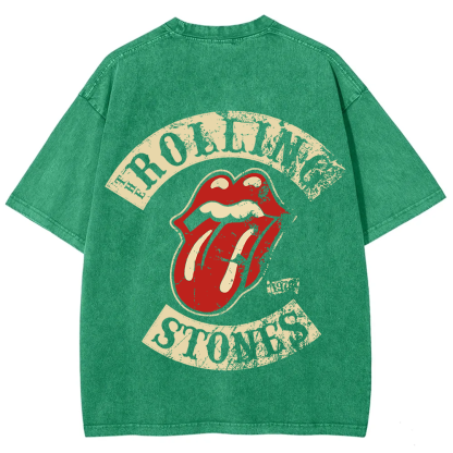 Unisex Vintage Washed Rolling Stones Rock Band T-Shirt
