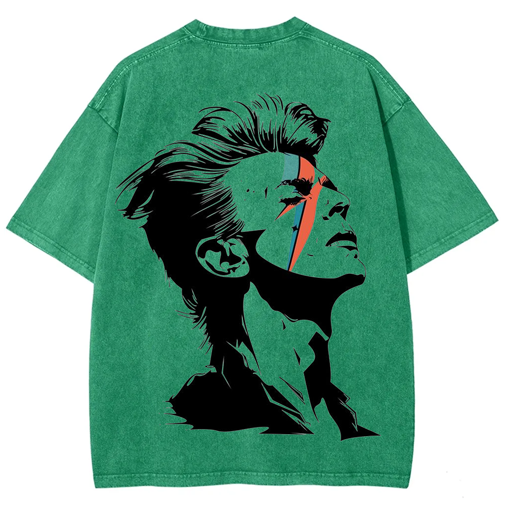Unisex Vintage Washed David Bowie Aladdin Sane Singer T-Shirt