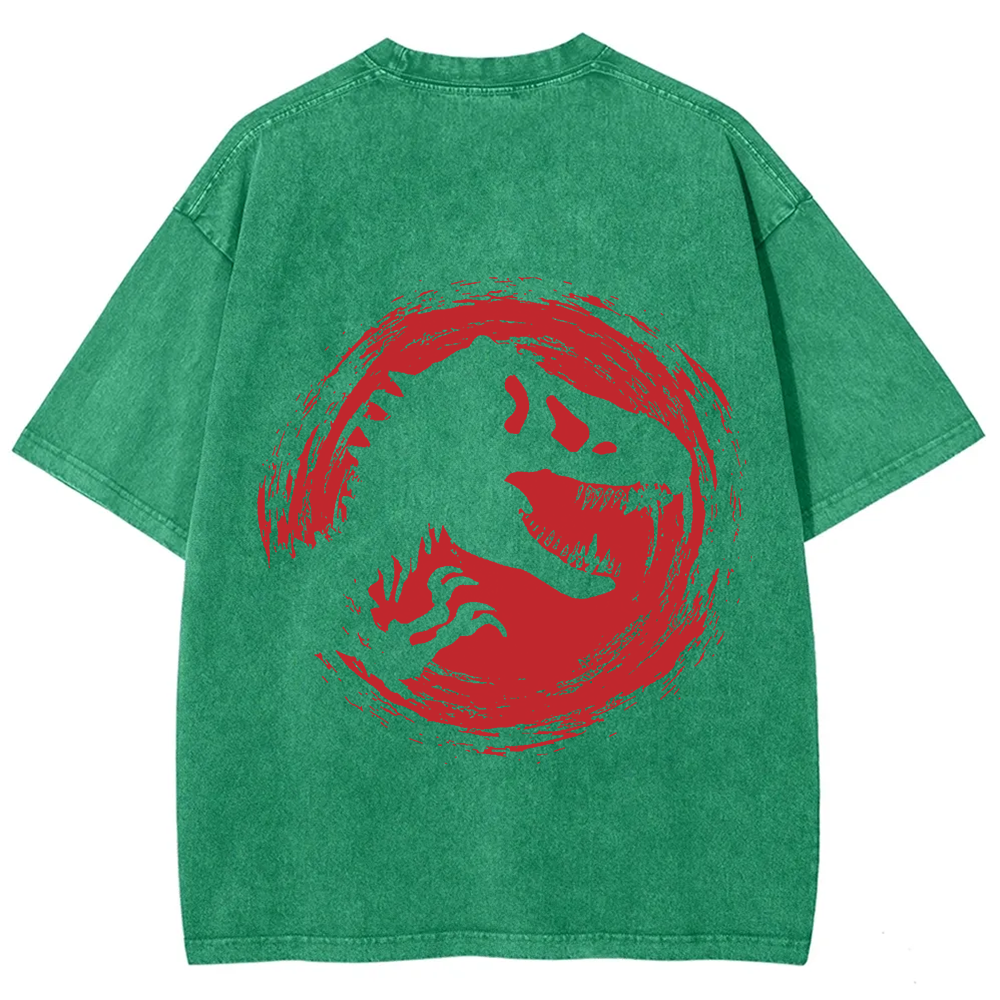 Unisex Vintage Washed Jurassic World Red Logo T-shirt