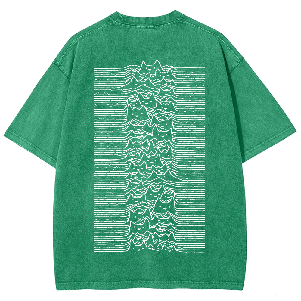 Unisex Vintage Washed Joy division Cat T-shirt