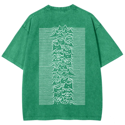 Unisex Vintage Washed Joy division Cat T-shirt