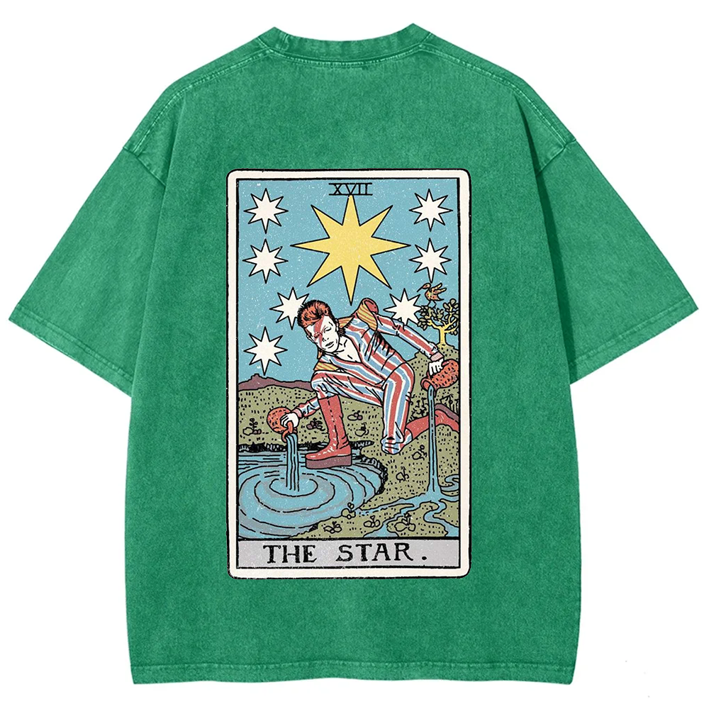 Unisex Vintage Washed The Star David Bowie Tarot Card T-shirt