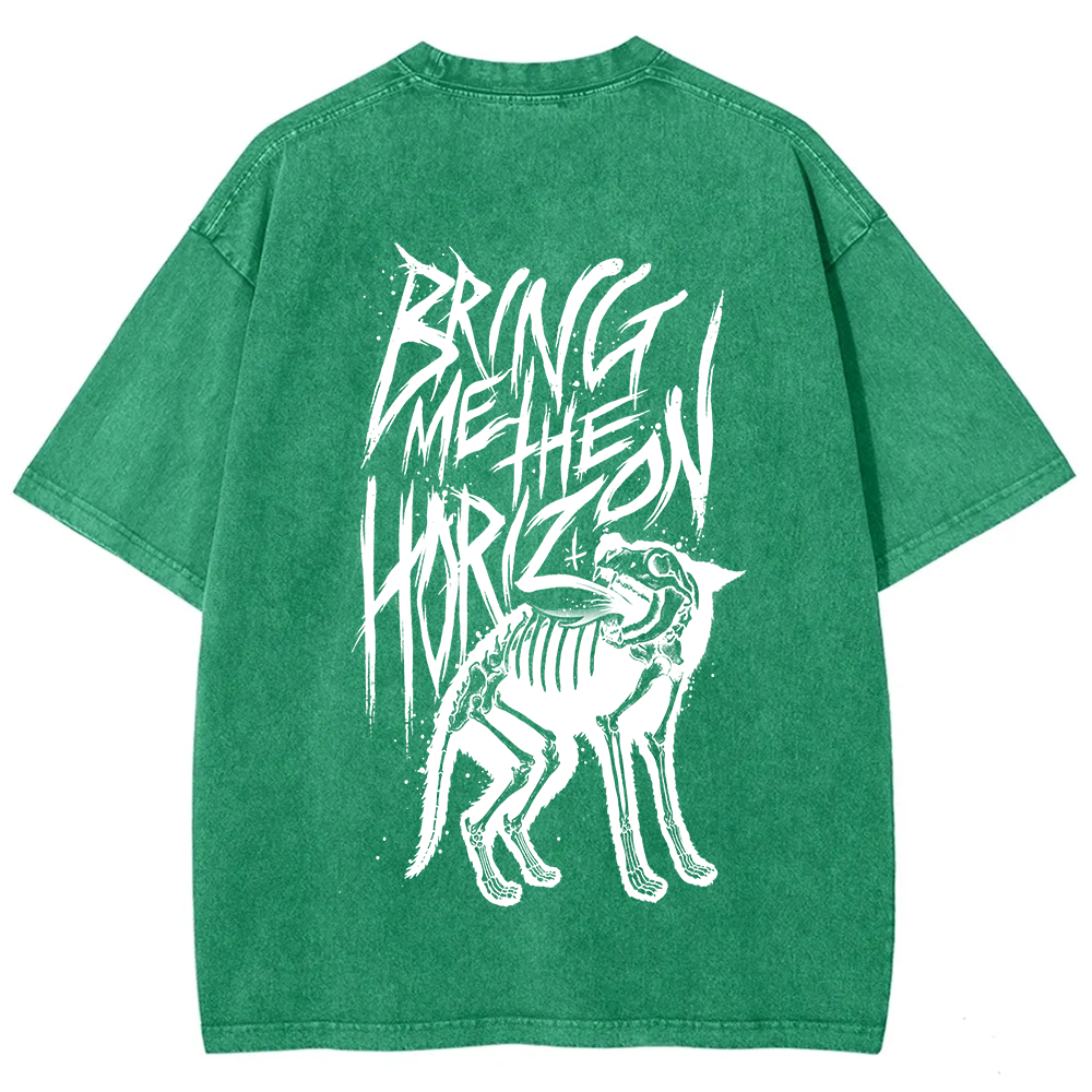 Unisex Vintage Washed Bring Me the Horizon Rock Band T-Shirt