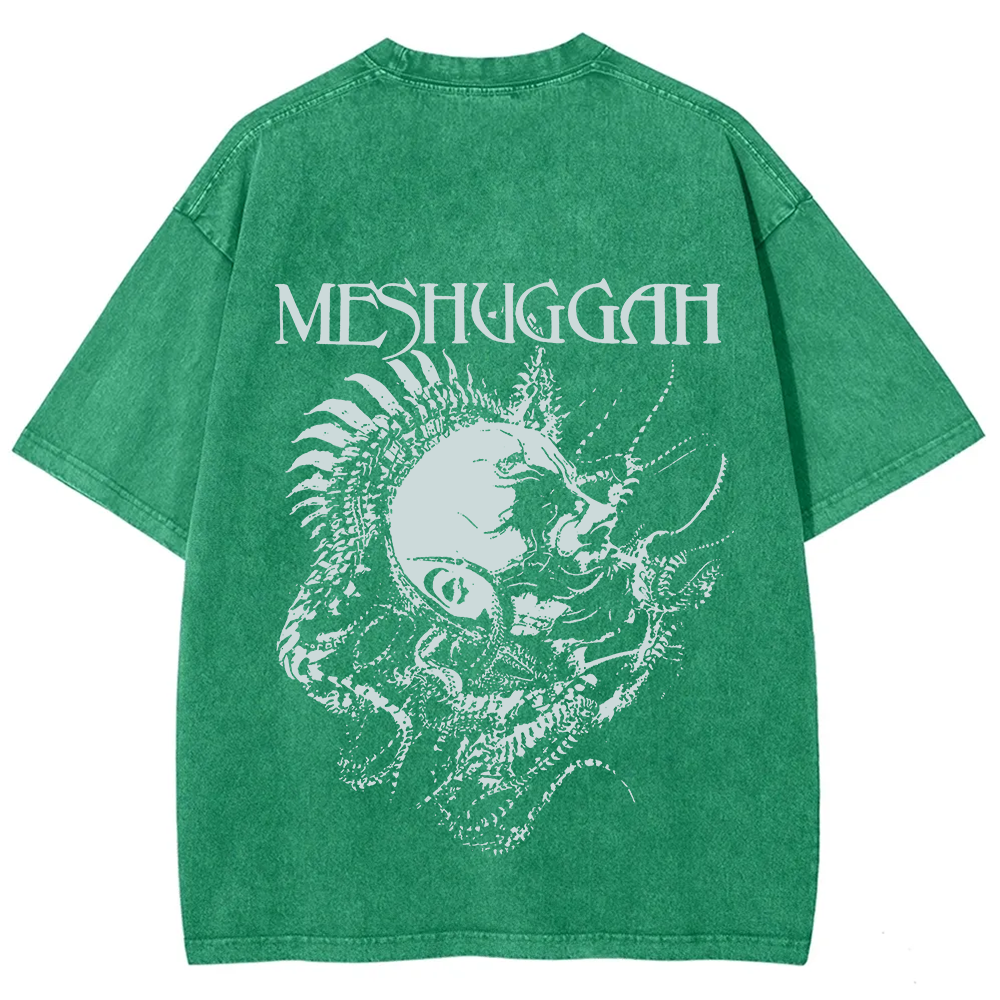 Unisex Vintage Washed Meshuggah Metal Band T-Shirt