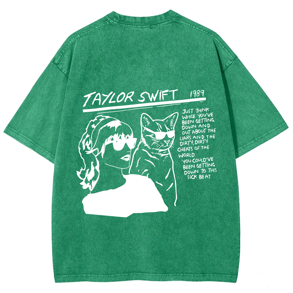Unisex Casual Taylor Swift Singer Cat Printed T-Shirt